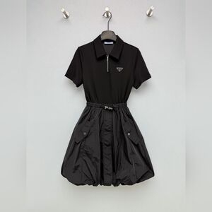 Prada Triangle Logo Short Sleeve Dress